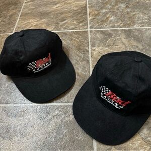 2 Vintage Budweiser Beer Bud Racing Hat Cap Proud Sponsors Black OSFA